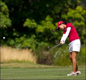 Doris Chen plays her tee shot