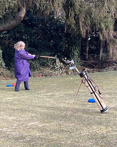 Laure Aliment Bergsma hit the ceremonial Centennial tee shot