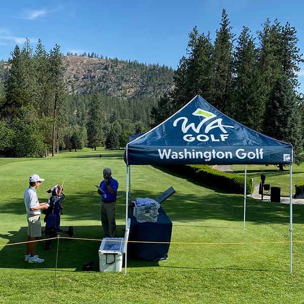 Starters tent at Kalispel Golf & Country Club