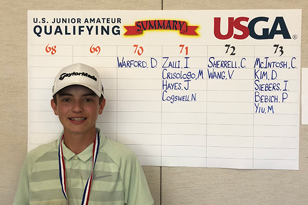 Drew Warford Medals at U.S. Junior Amateur Qualifier at Gold Mountain