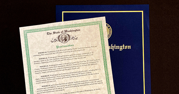 Governor Inslee Proclaims September as 'Washington Golf Month' in Honor of Centennial
