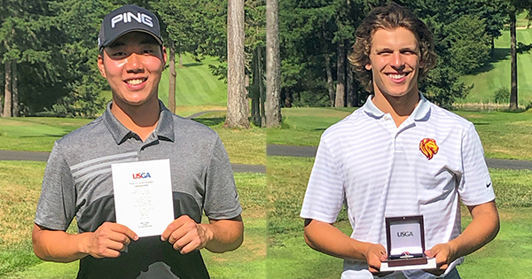 Co-medalists Alvin Kwak (left) and Danny Tiscareno