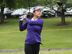 Brittany Kwon tees off to begin round one.